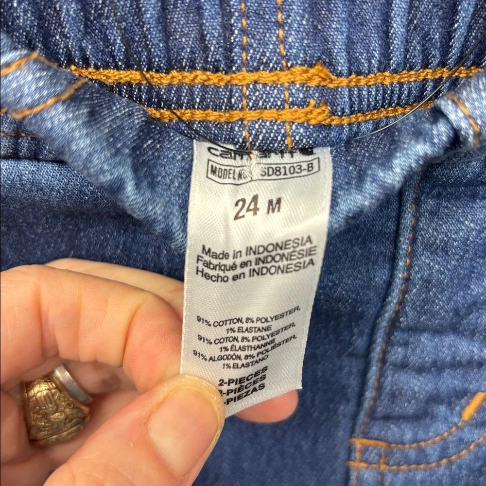 NWT Carhartt Kids Sz 24mo Mint Dog Graphic LSS and Matching Denim Pant Set - Picture 9 of 9